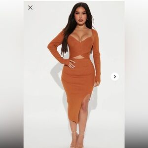 Fashion Nova Karene Sweater midi dress mustard size S